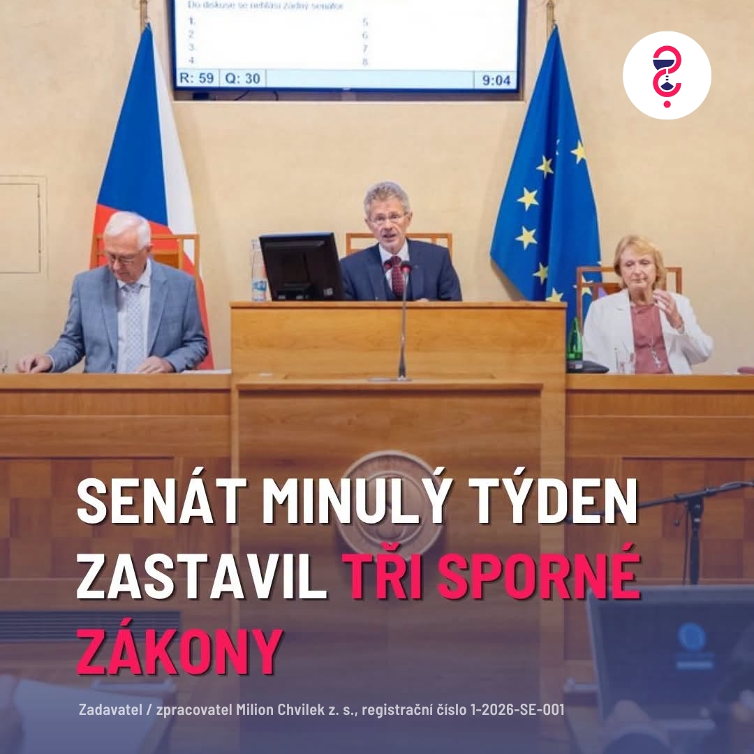 Senát minulý týden zastavil tři sporné zákony