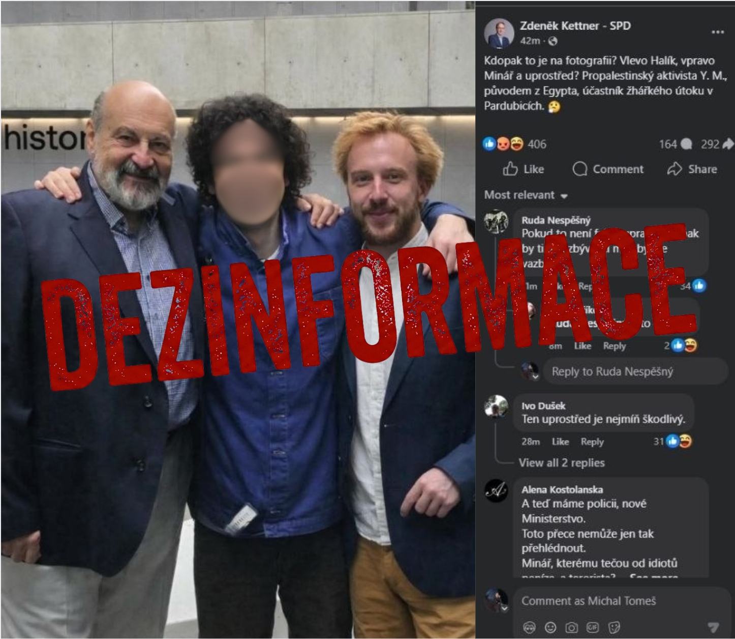 DEZINFORMACE: Náměstek ministra školství sdílí klamavou fotografii s předsedou Milionu chvilek